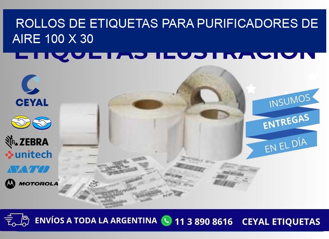 ROLLOS DE ETIQUETAS PARA PURIFICADORES DE AIRE 100 x 30