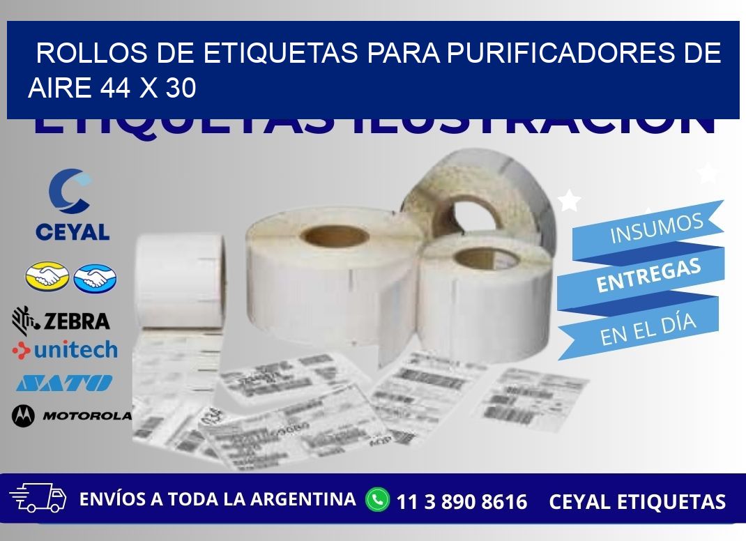 ROLLOS DE ETIQUETAS PARA PURIFICADORES DE AIRE 44 x 30