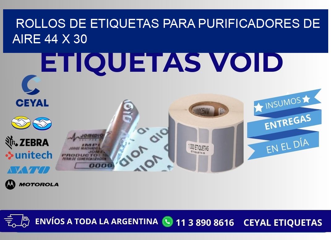 ROLLOS DE ETIQUETAS PARA PURIFICADORES DE AIRE 44 x 30