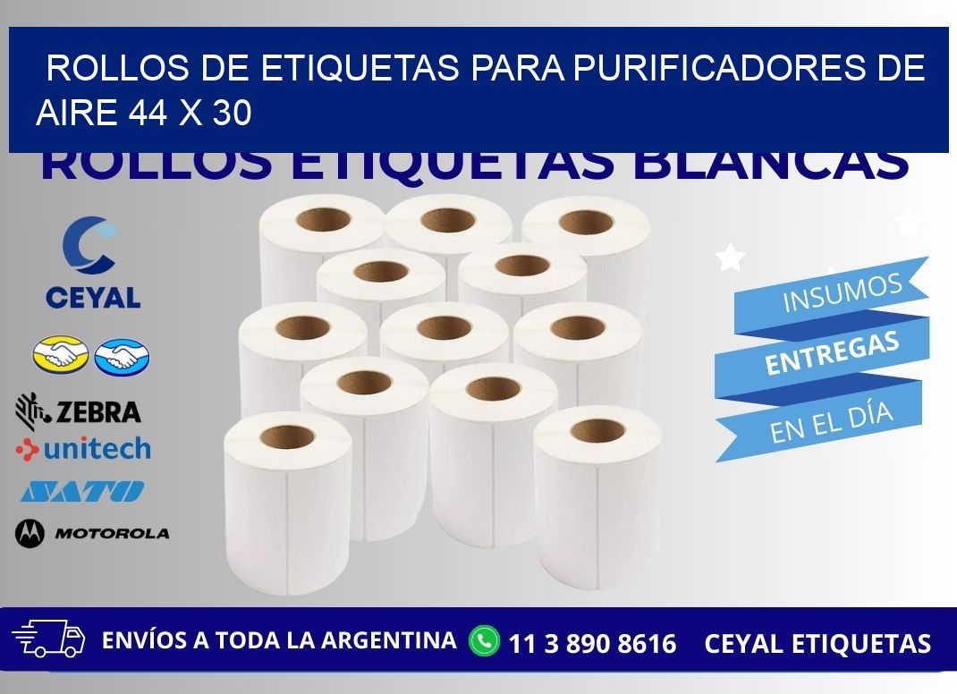 ROLLOS DE ETIQUETAS PARA PURIFICADORES DE AIRE 44 x 30