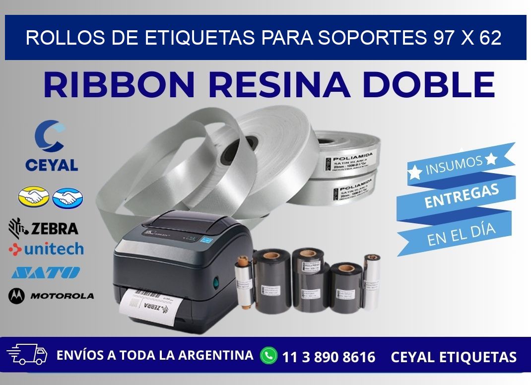 ROLLOS DE ETIQUETAS PARA SOPORTES 97 x 62