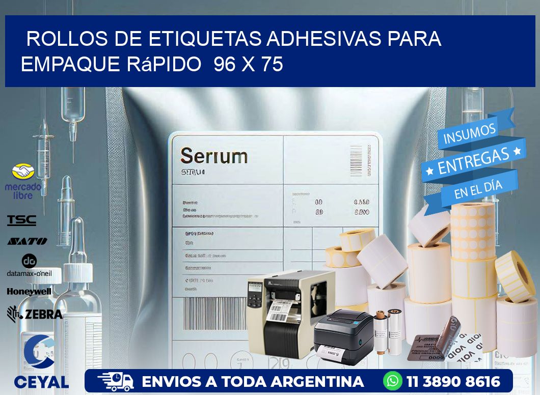 Rollos de Etiquetas Adhesivas para Empaque Rápido  96 x 75