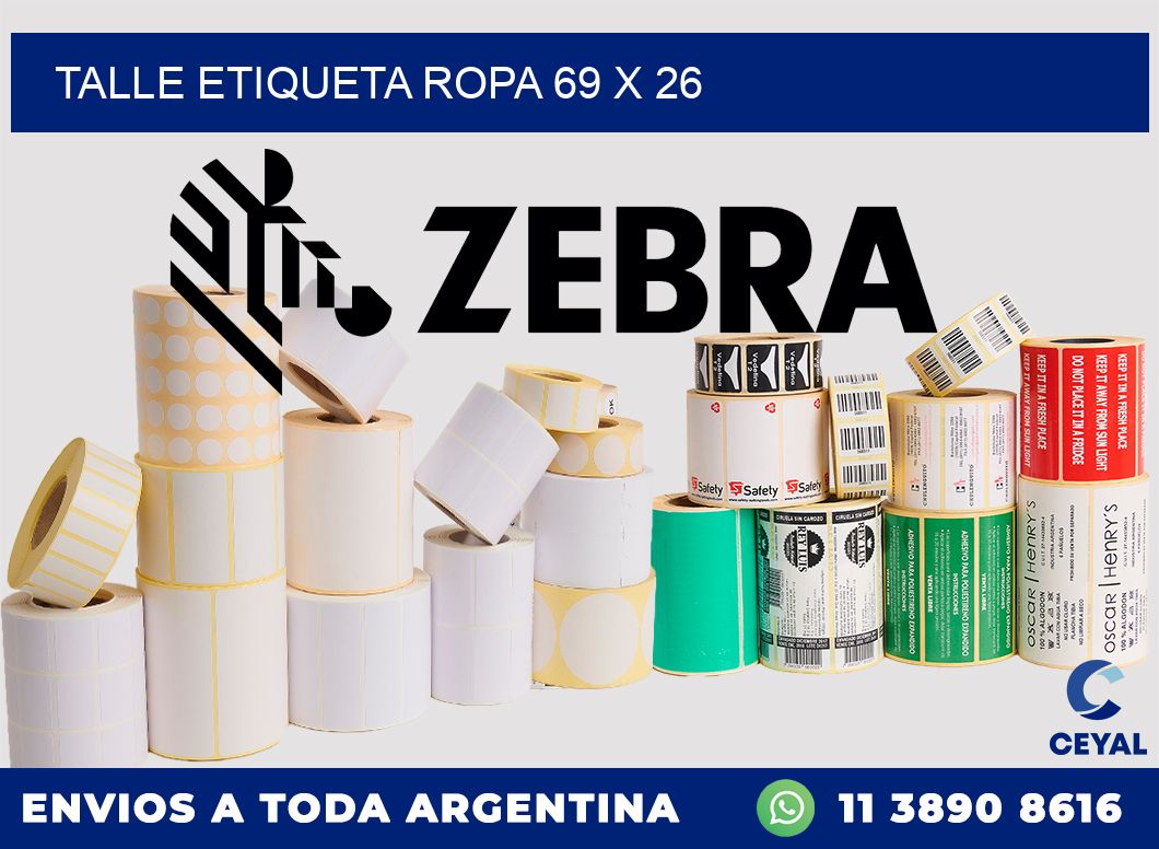 TALLE ETIQUETA ROPA 69 x 26