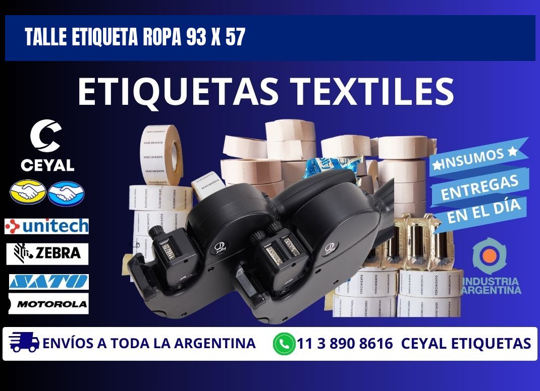 TALLE ETIQUETA ROPA 93 x 57