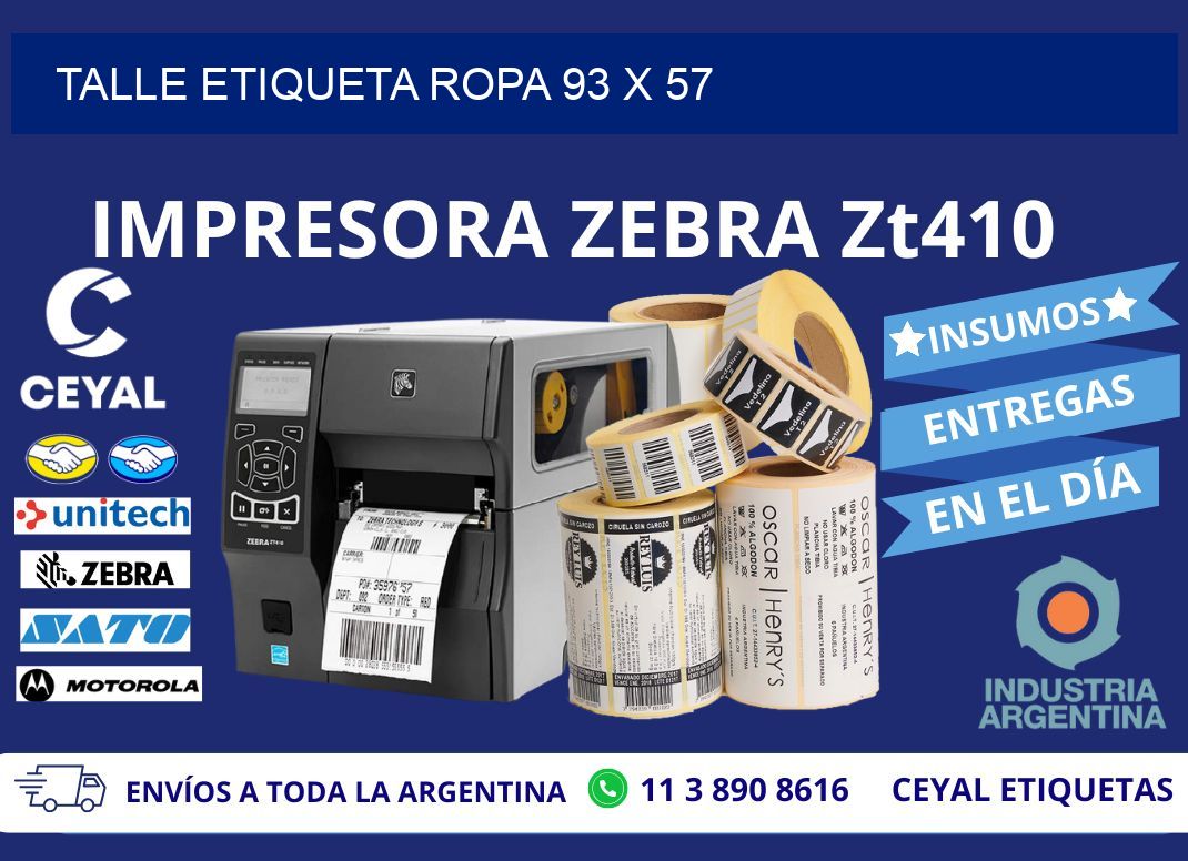 TALLE ETIQUETA ROPA 93 x 57