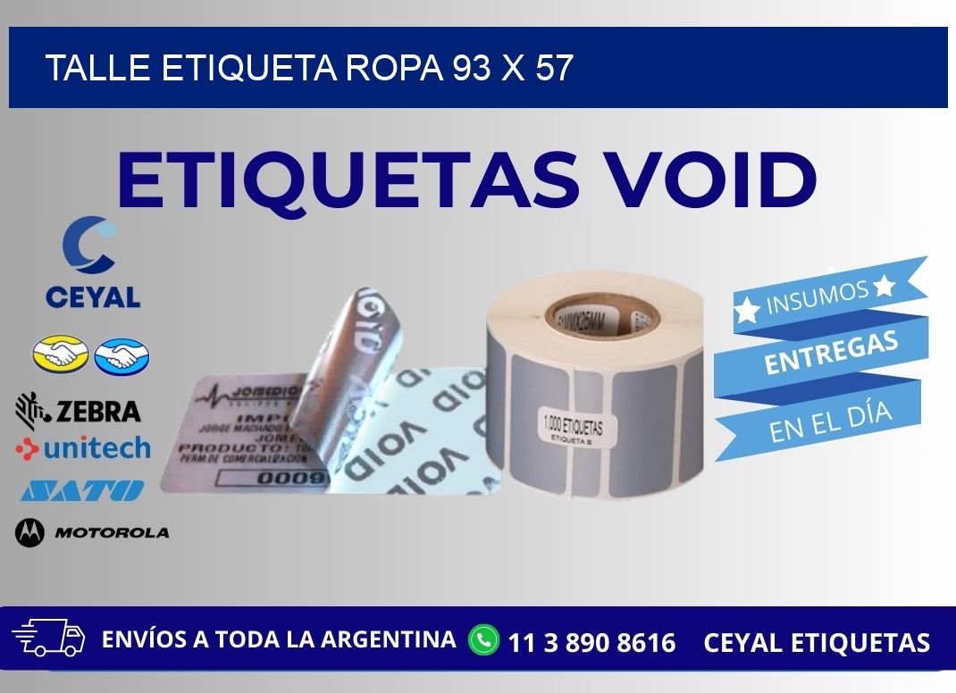 TALLE ETIQUETA ROPA 93 x 57