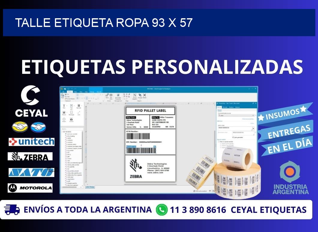 TALLE ETIQUETA ROPA 93 x 57