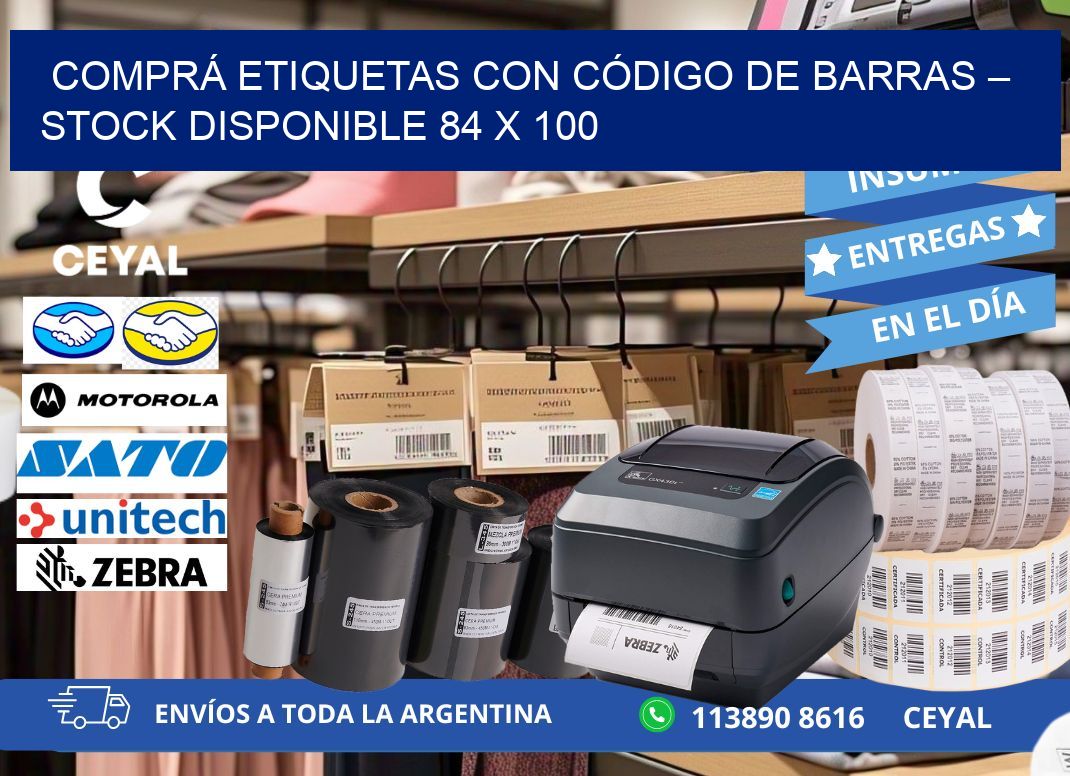 COMPRÁ ETIQUETAS CON CÓDIGO DE BARRAS – STOCK DISPONIBLE 84 x 100