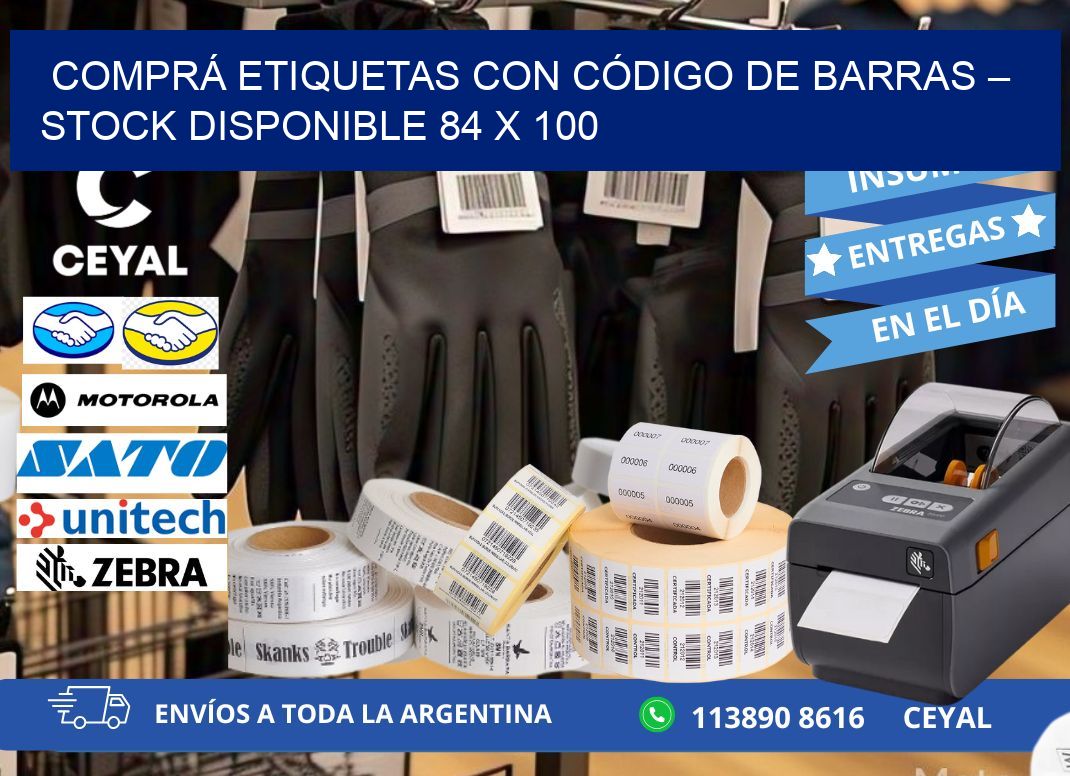 COMPRÁ ETIQUETAS CON CÓDIGO DE BARRAS – STOCK DISPONIBLE 84 x 100