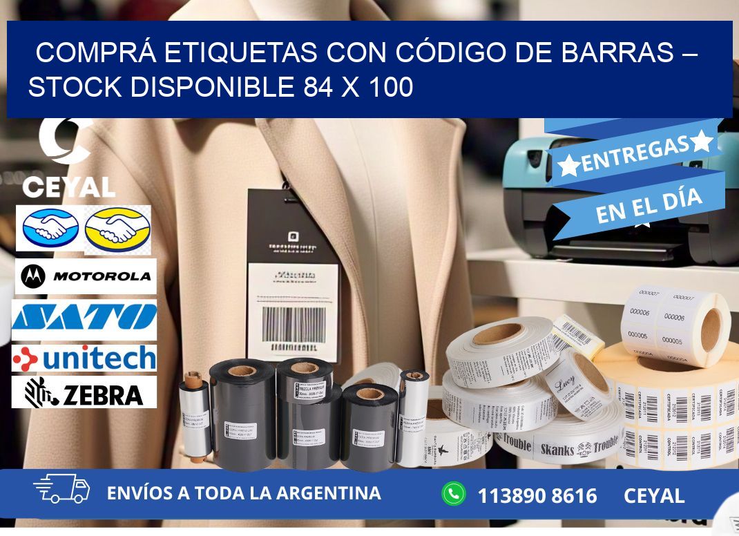 COMPRÁ ETIQUETAS CON CÓDIGO DE BARRAS – STOCK DISPONIBLE 84 x 100