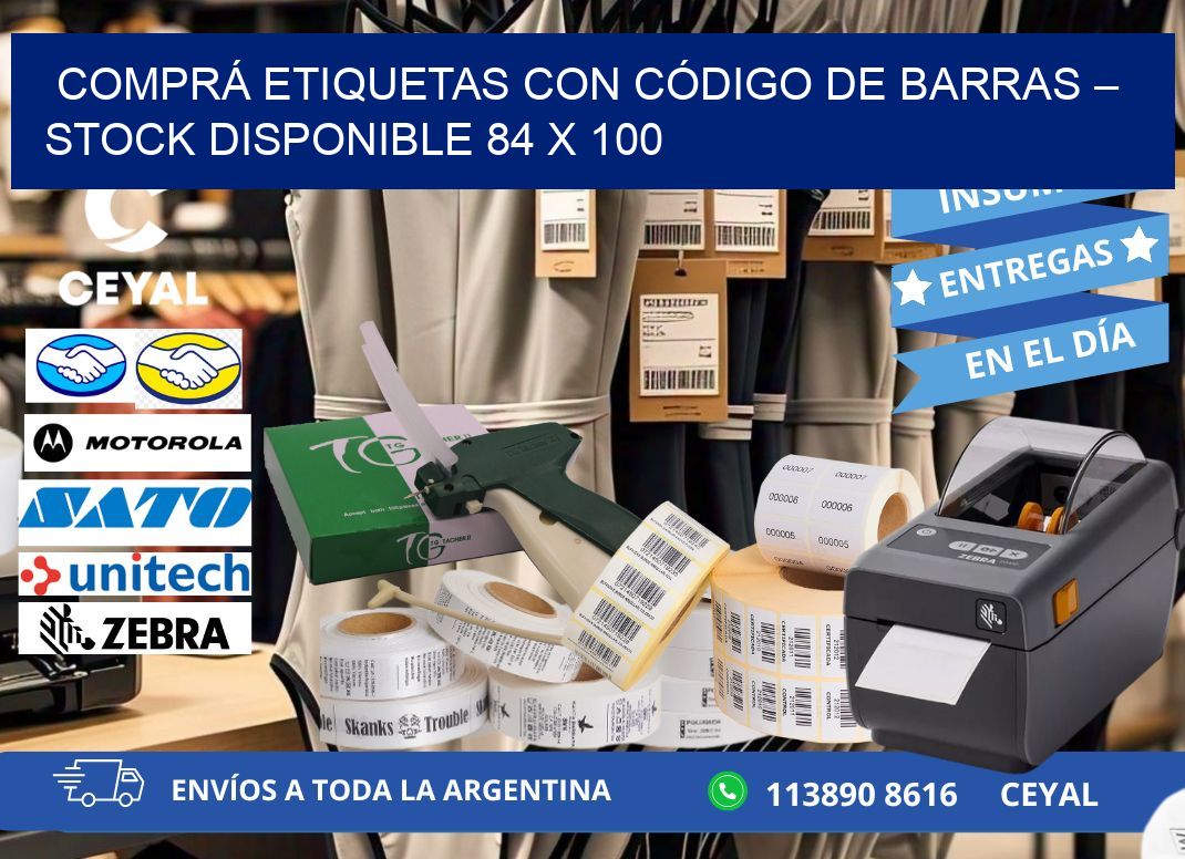 COMPRÁ ETIQUETAS CON CÓDIGO DE BARRAS – STOCK DISPONIBLE 84 x 100