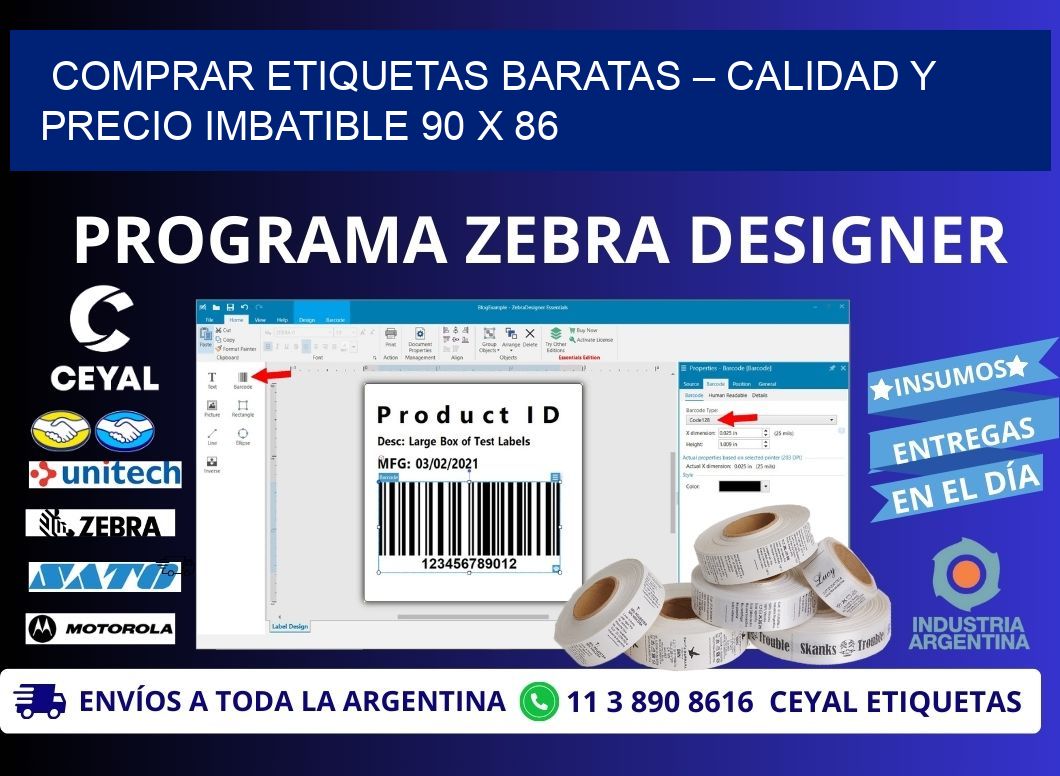 COMPRAR ETIQUETAS BARATAS – CALIDAD Y PRECIO IMBATIBLE 90 x 86