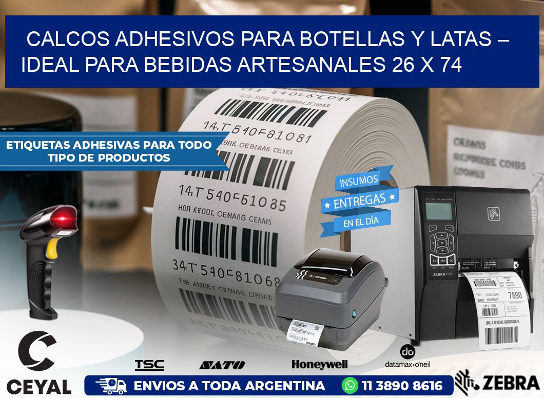 Calcos Adhesivos para Botellas y Latas – Ideal para Bebidas Artesanales 26 x 74