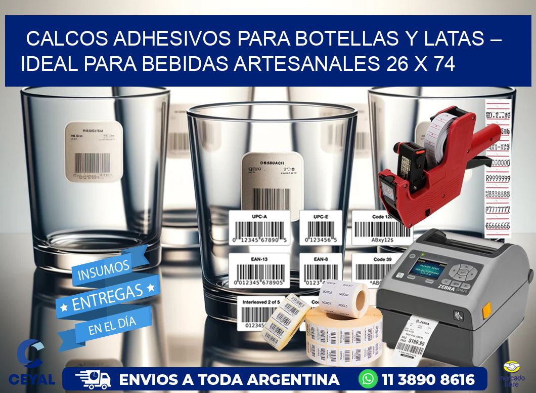 Calcos Adhesivos para Botellas y Latas – Ideal para Bebidas Artesanales 26 x 74
