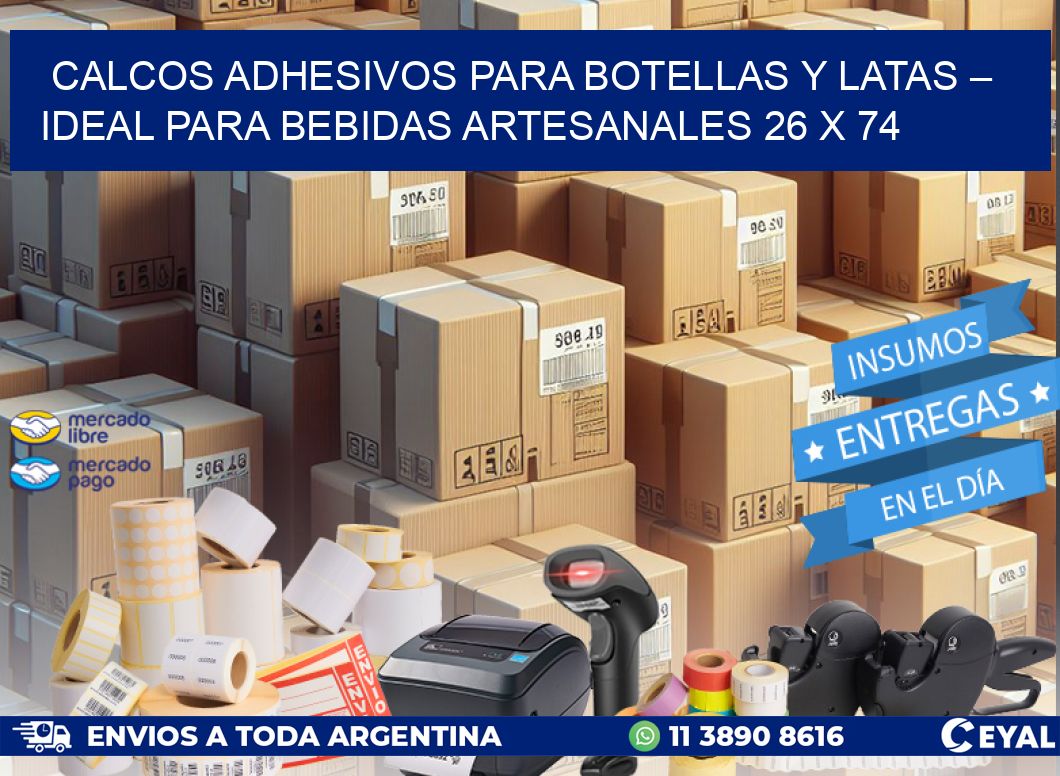 Calcos Adhesivos para Botellas y Latas – Ideal para Bebidas Artesanales 26 x 74