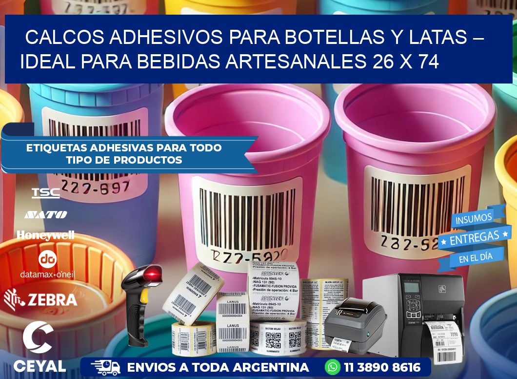 Calcos Adhesivos para Botellas y Latas – Ideal para Bebidas Artesanales 26 x 74