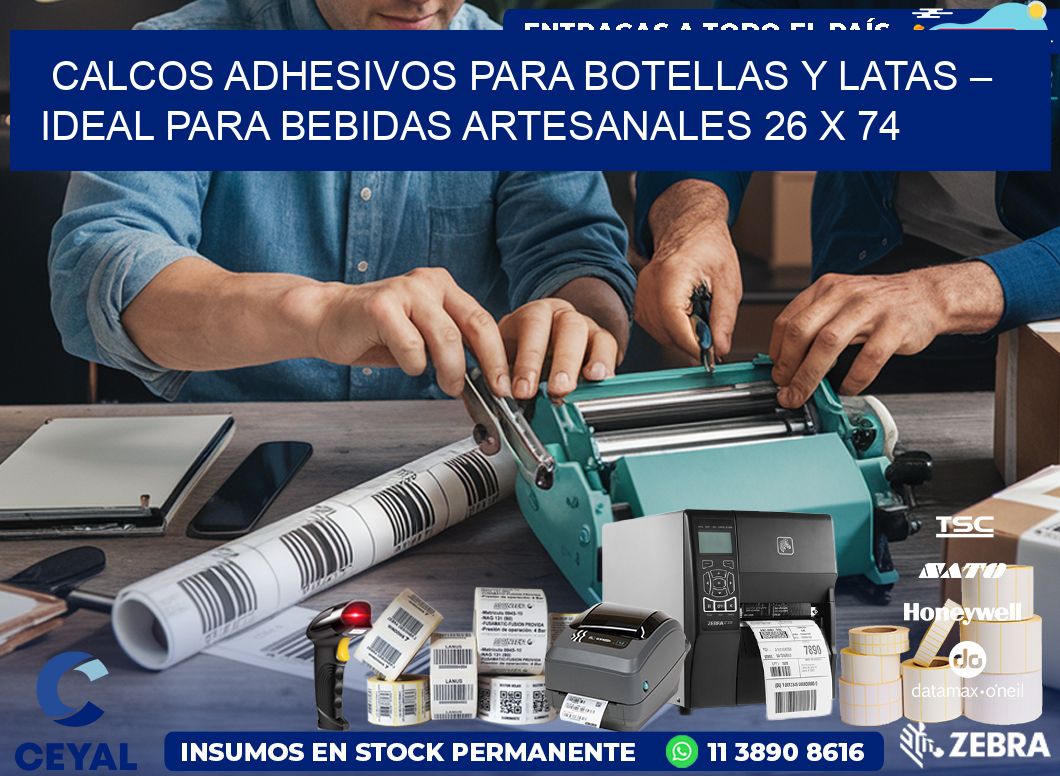 Calcos Adhesivos para Botellas y Latas – Ideal para Bebidas Artesanales 26 x 74