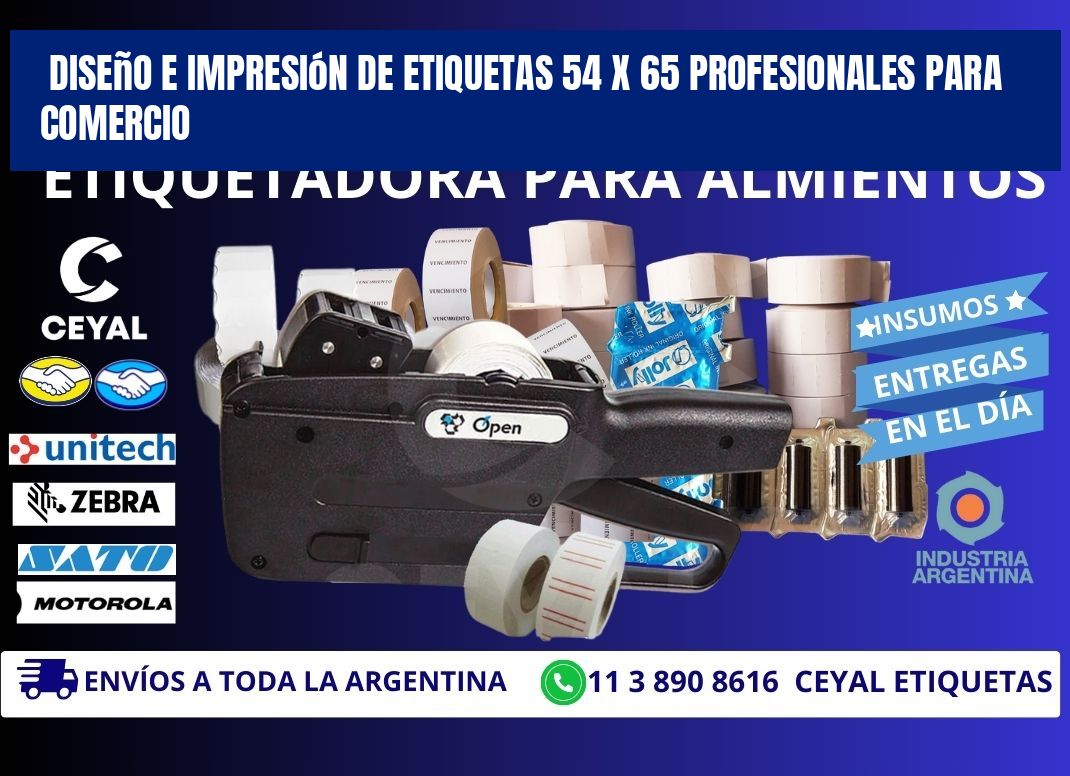Diseño e Impresión de Etiquetas 54 x 65 Profesionales para Comercio