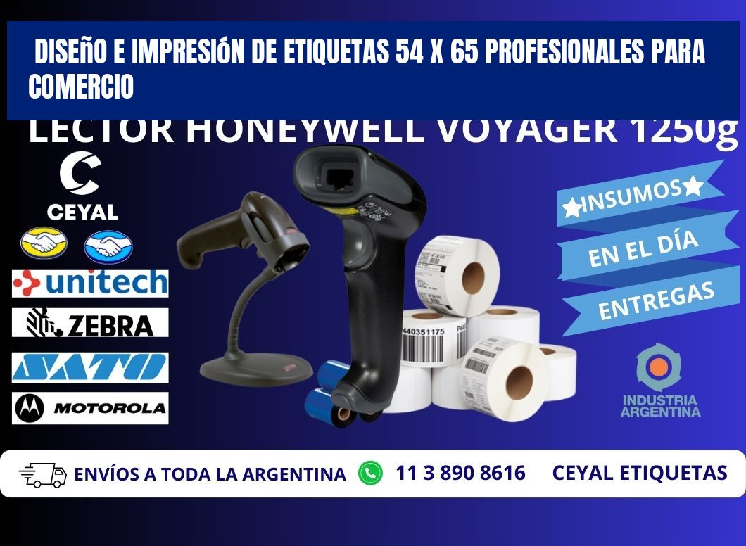 Diseño e Impresión de Etiquetas 54 x 65 Profesionales para Comercio