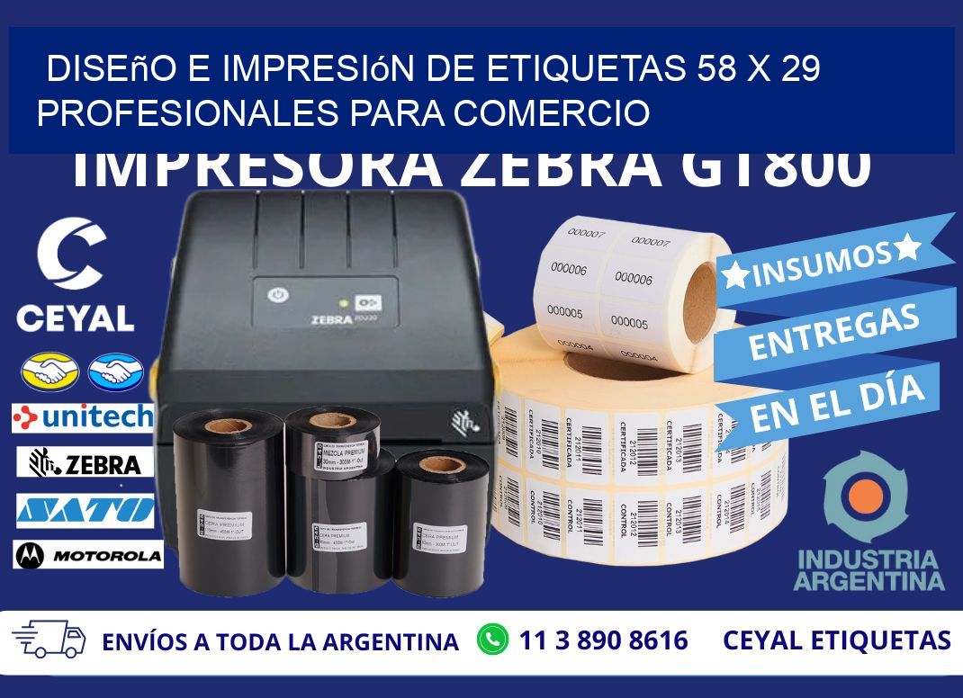 Diseño e Impresión de Etiquetas 58 x 29 Profesionales para Comercio