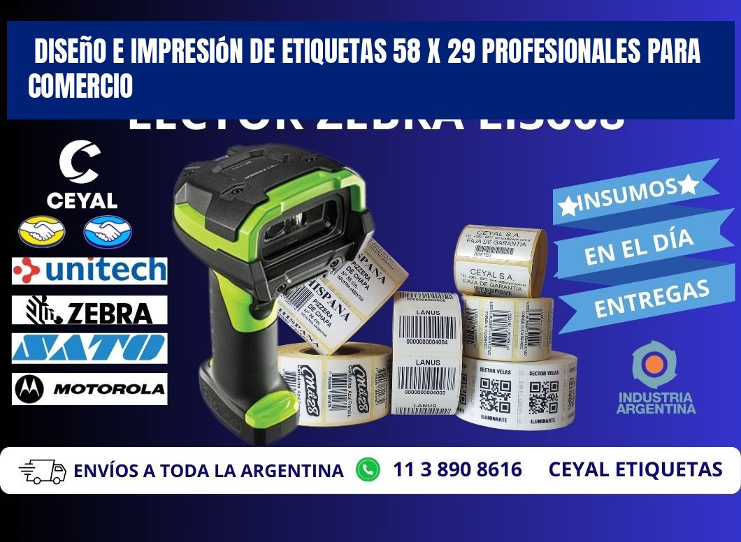 Diseño e Impresión de Etiquetas 58 x 29 Profesionales para Comercio