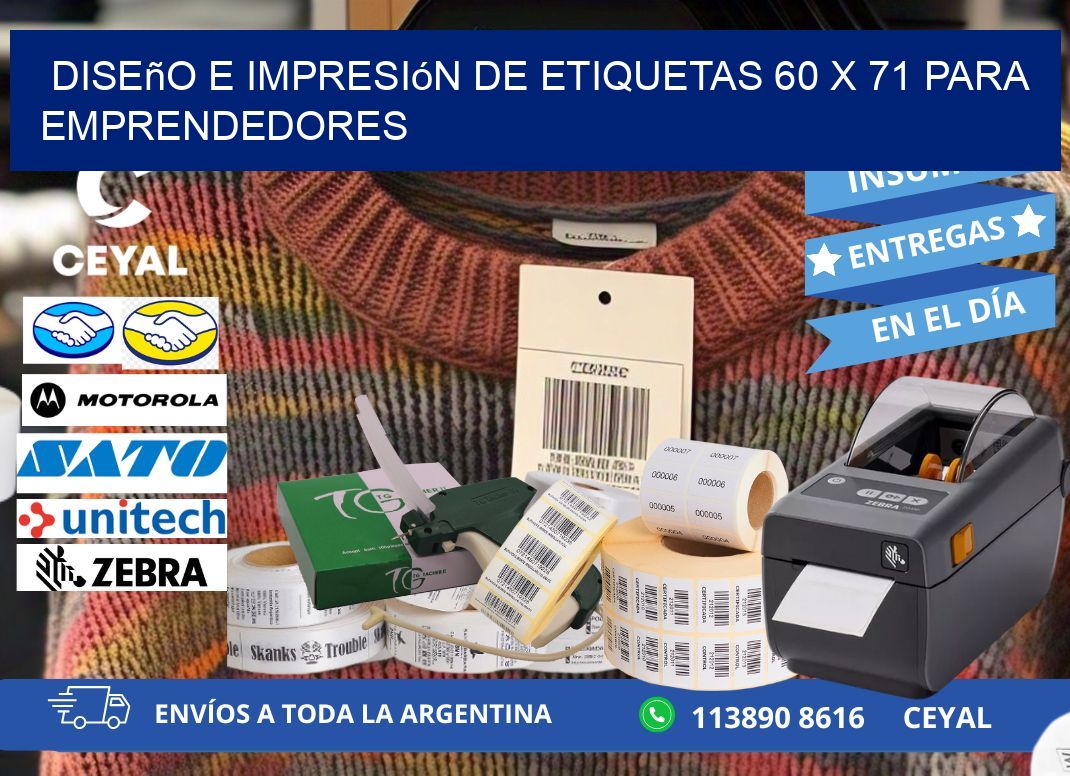 Diseño e Impresión de Etiquetas 60 x 71 para Emprendedores