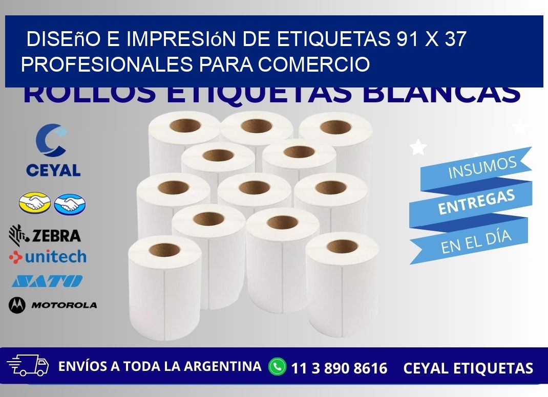 Diseño e Impresión de Etiquetas 91 x 37 Profesionales para Comercio