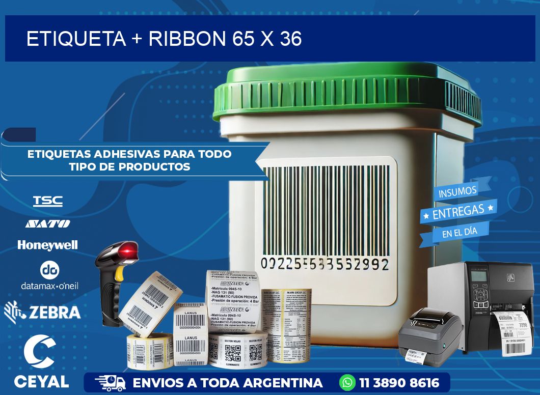 ETIQUETA + RIBBON 65 x 36