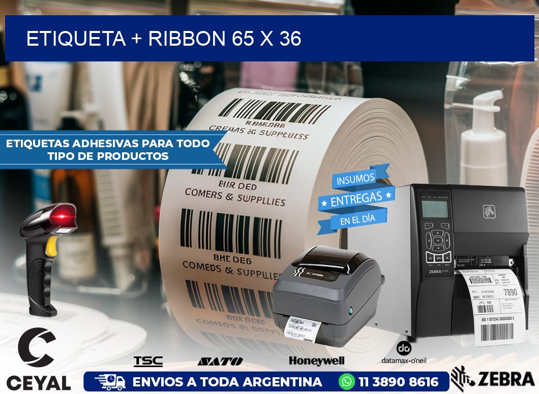 ETIQUETA + RIBBON 65 x 36