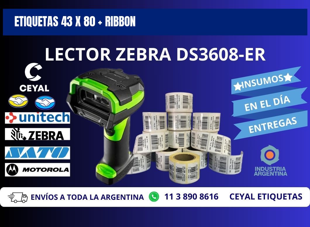 ETIQUETAS 43 x 80 + RIBBON