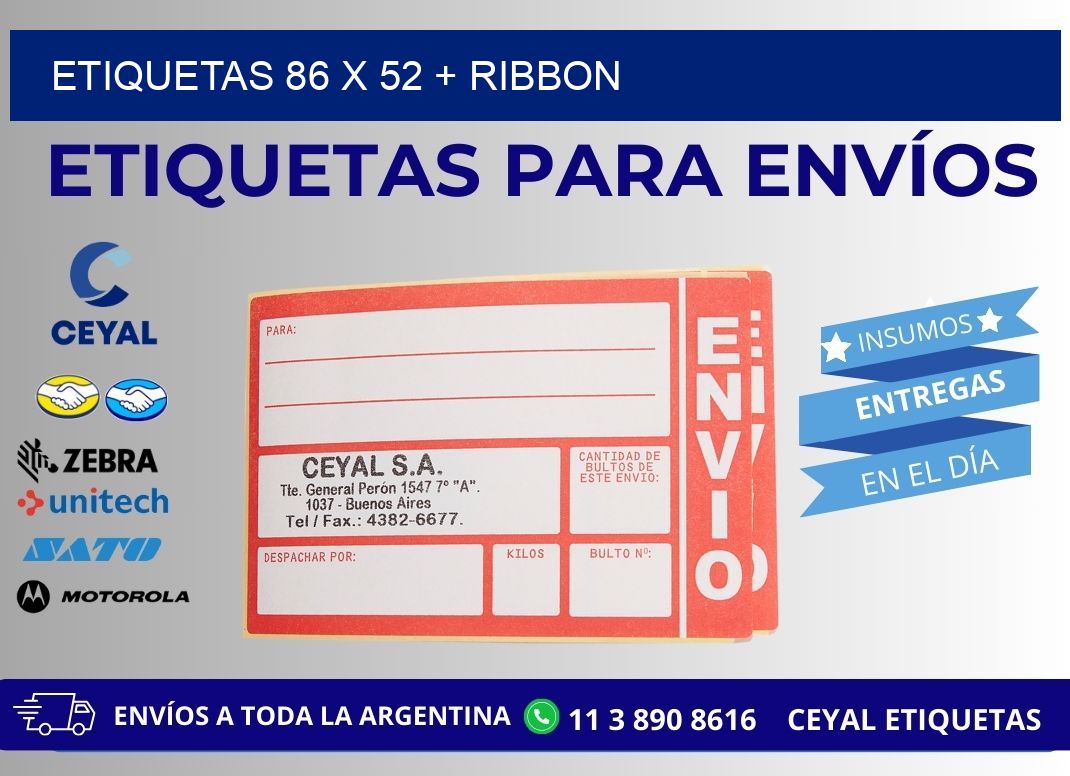 ETIQUETAS 86 x 52 + RIBBON