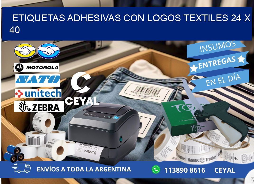ETIQUETAS ADHESIVAS CON LOGOS TEXTILES 24 x 40