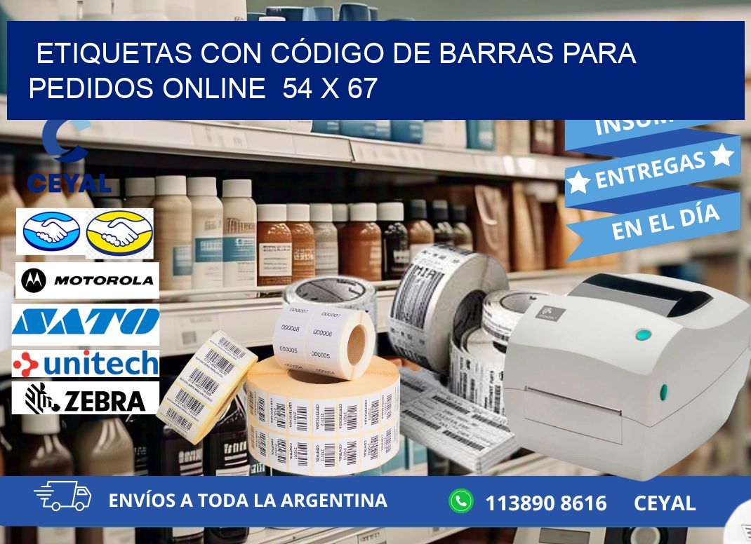 ETIQUETAS CON CÓDIGO DE BARRAS PARA PEDIDOS ONLINE  54 x 67