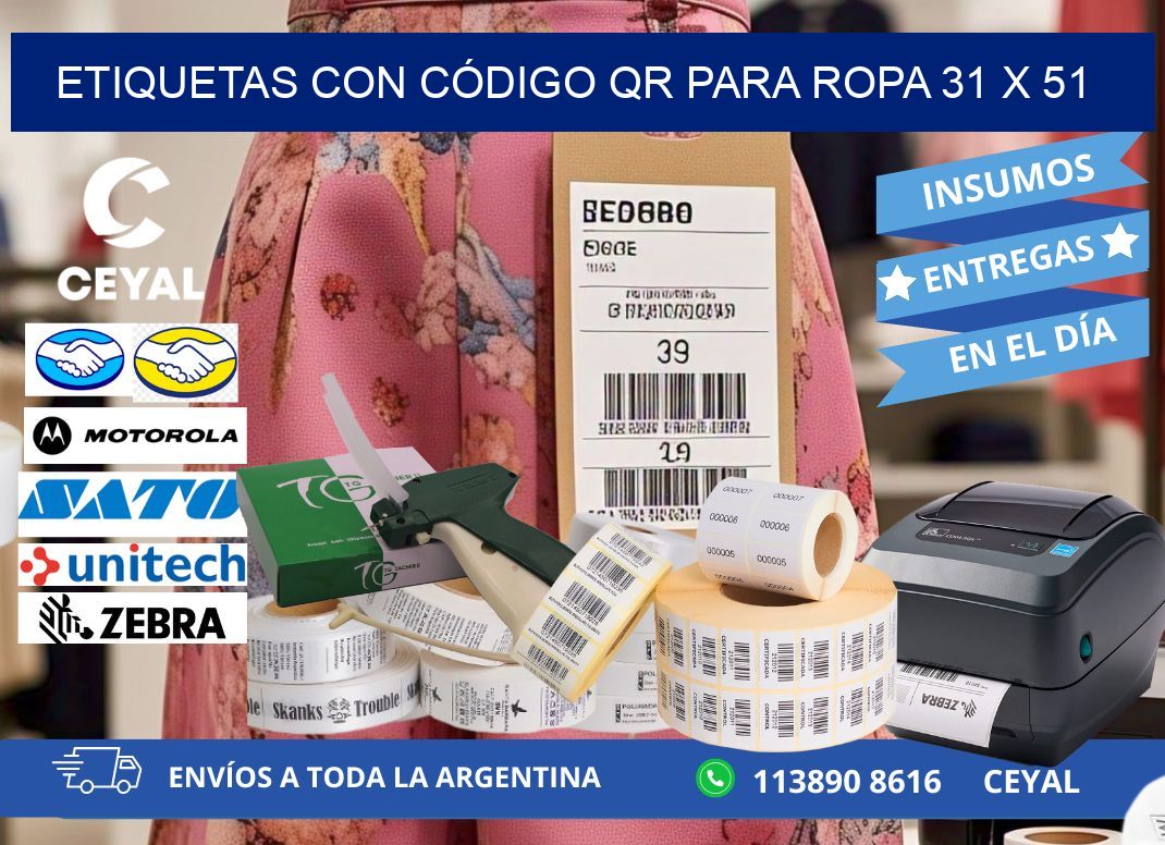 ETIQUETAS CON CÓDIGO QR PARA ROPA 31 x 51
