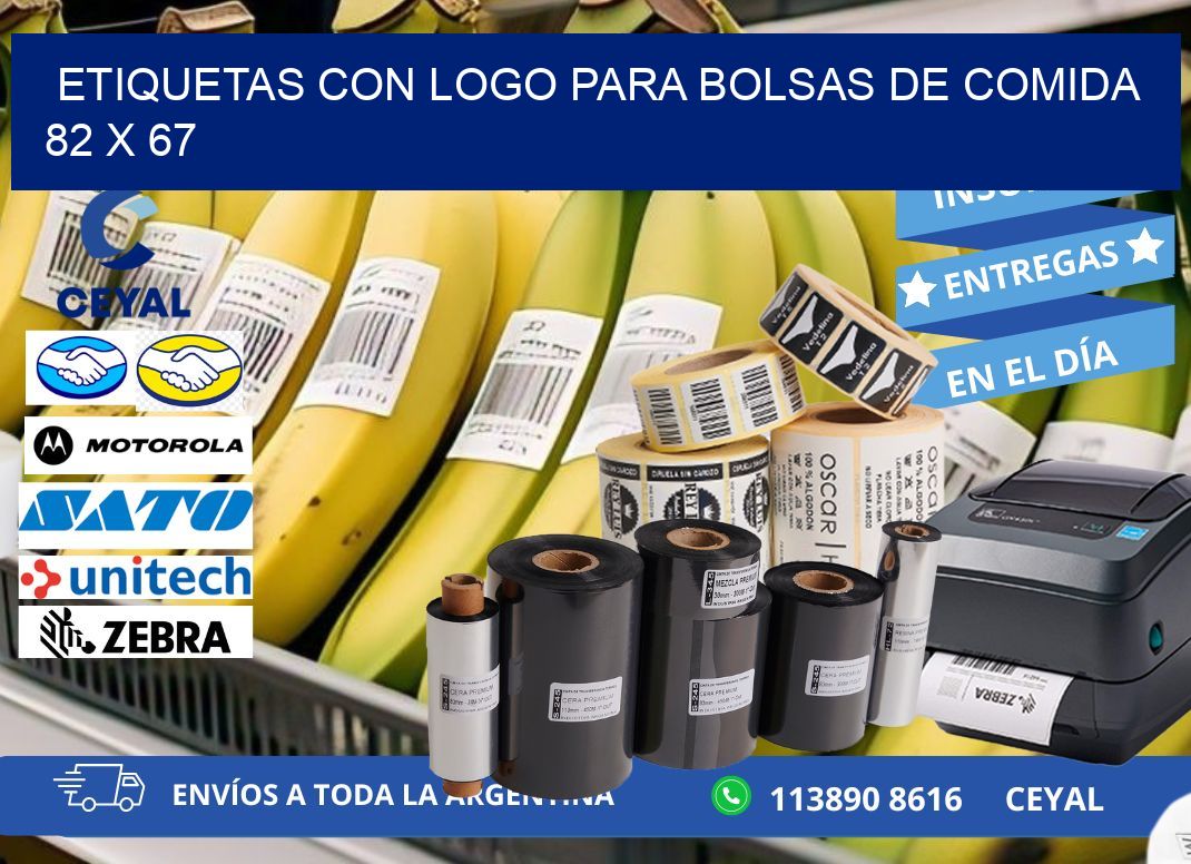ETIQUETAS CON LOGO PARA BOLSAS DE COMIDA  82 x 67