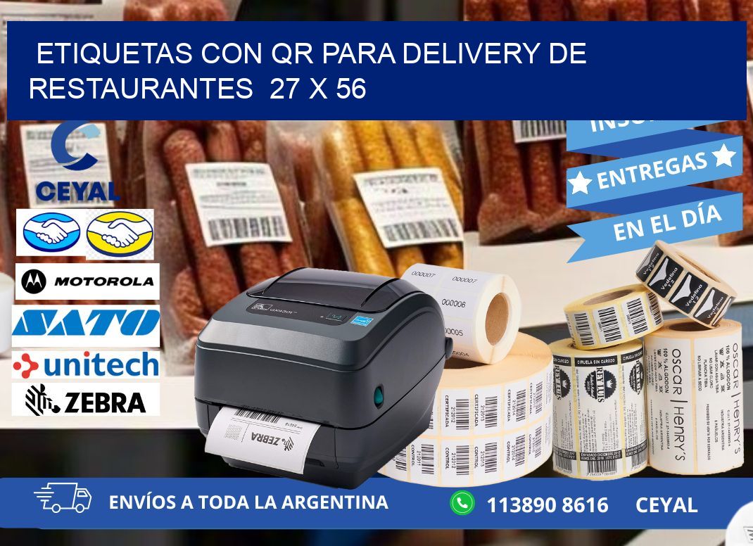 ETIQUETAS CON QR PARA DELIVERY DE RESTAURANTES  27 x 56