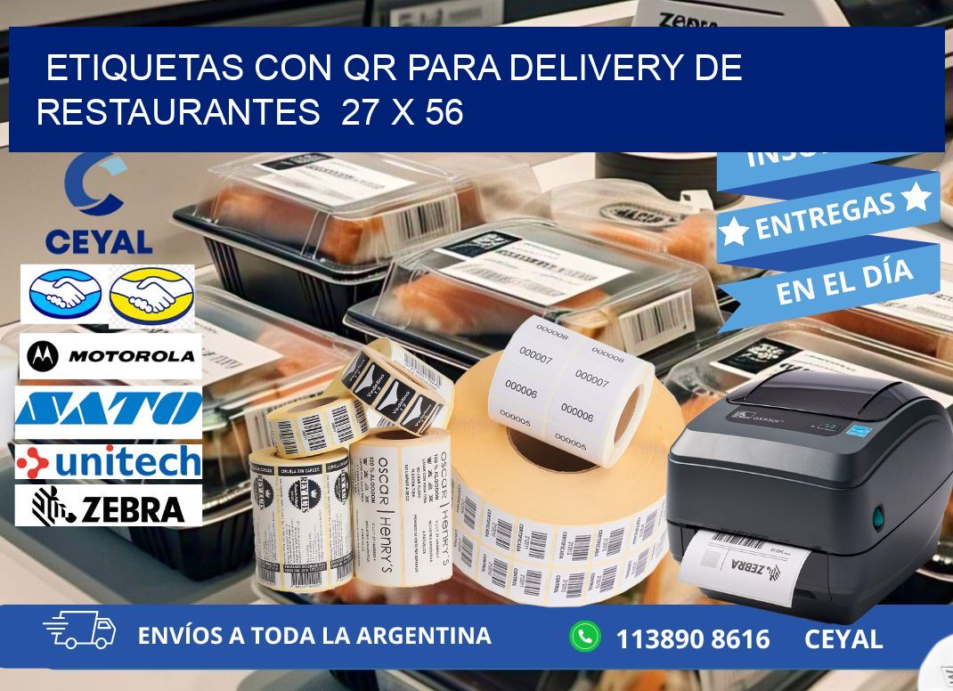 ETIQUETAS CON QR PARA DELIVERY DE RESTAURANTES  27 x 56