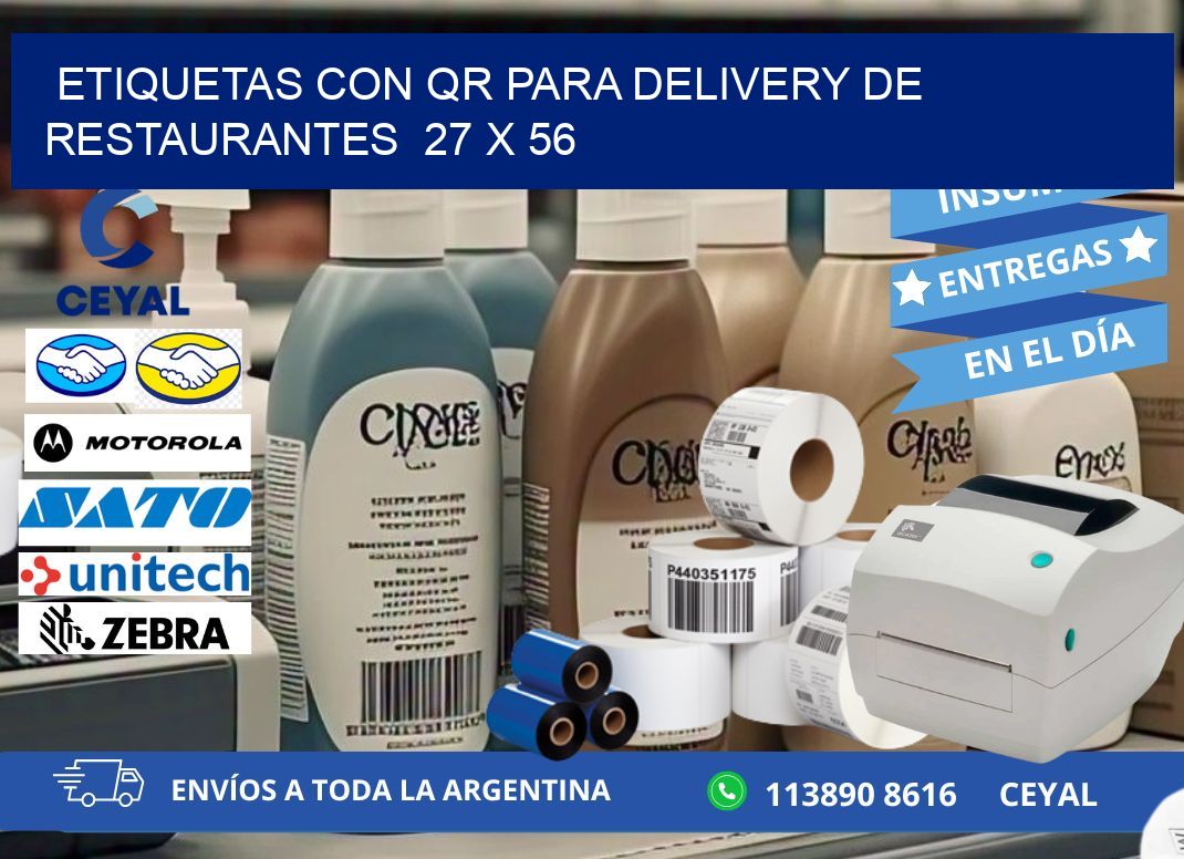 ETIQUETAS CON QR PARA DELIVERY DE RESTAURANTES  27 x 56