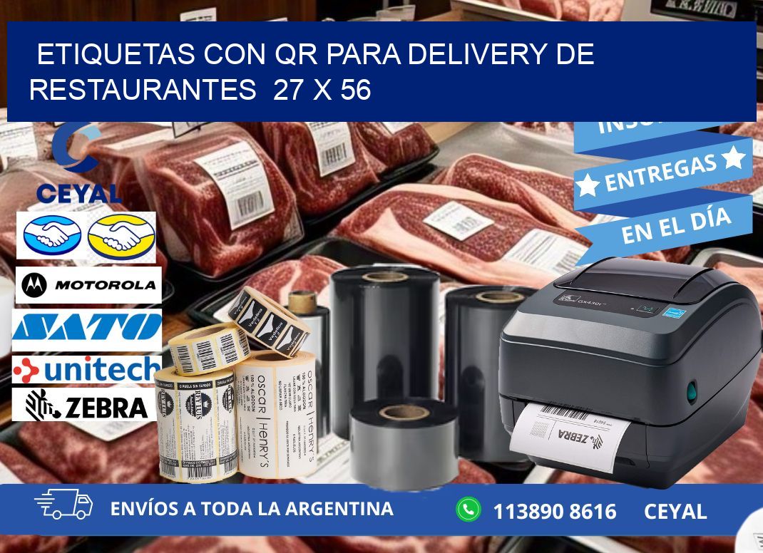 ETIQUETAS CON QR PARA DELIVERY DE RESTAURANTES  27 x 56