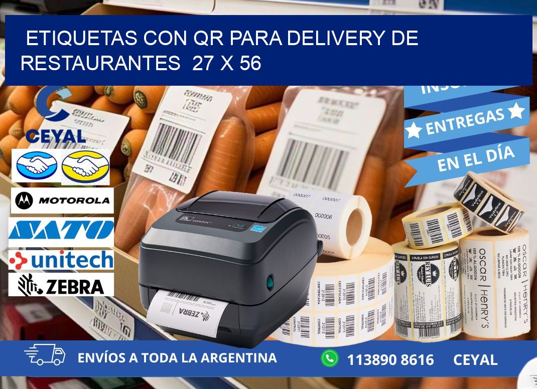 ETIQUETAS CON QR PARA DELIVERY DE RESTAURANTES  27 x 56