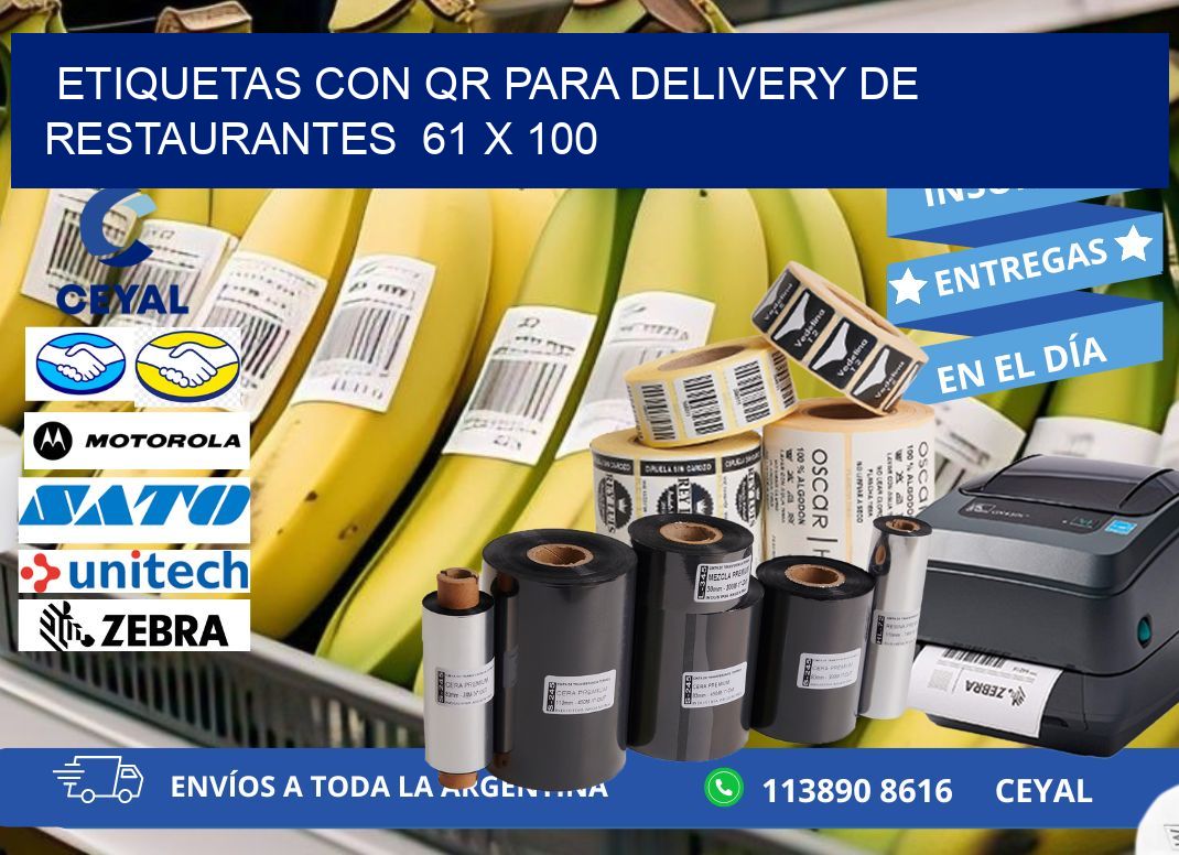 ETIQUETAS CON QR PARA DELIVERY DE RESTAURANTES  61 x 100