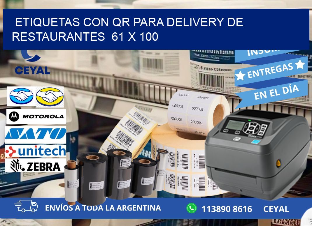 ETIQUETAS CON QR PARA DELIVERY DE RESTAURANTES  61 x 100