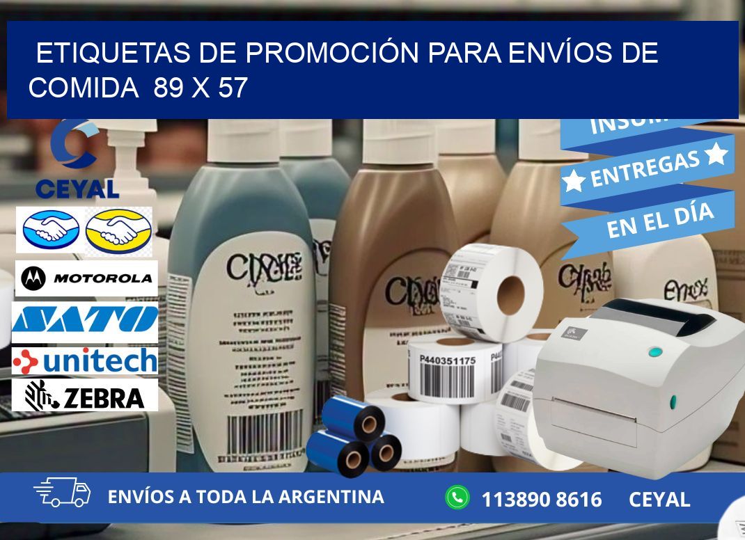 ETIQUETAS DE PROMOCIÓN PARA ENVÍOS DE COMIDA  89 x 57