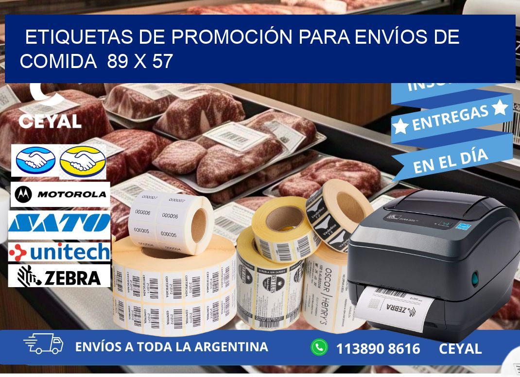 ETIQUETAS DE PROMOCIÓN PARA ENVÍOS DE COMIDA  89 x 57