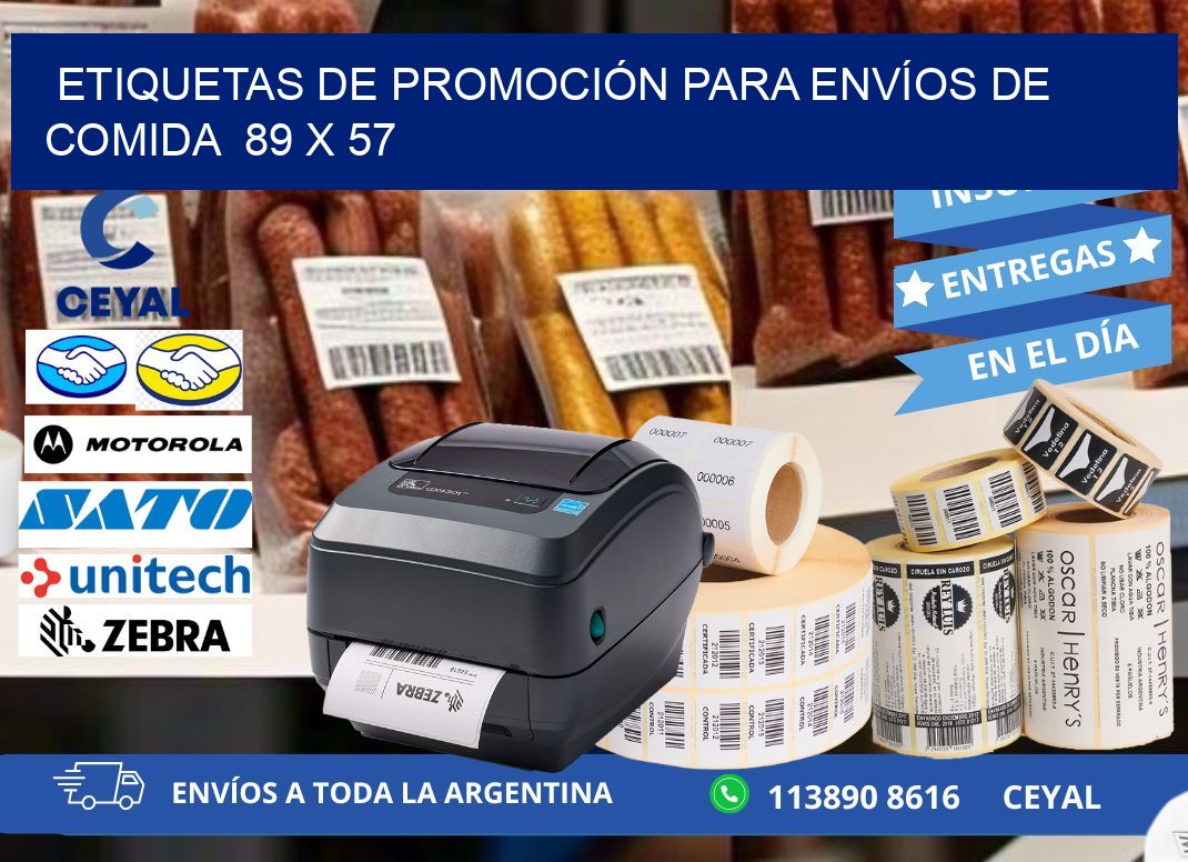 ETIQUETAS DE PROMOCIÓN PARA ENVÍOS DE COMIDA  89 x 57