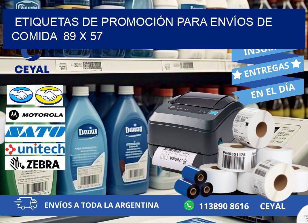 ETIQUETAS DE PROMOCIÓN PARA ENVÍOS DE COMIDA  89 x 57