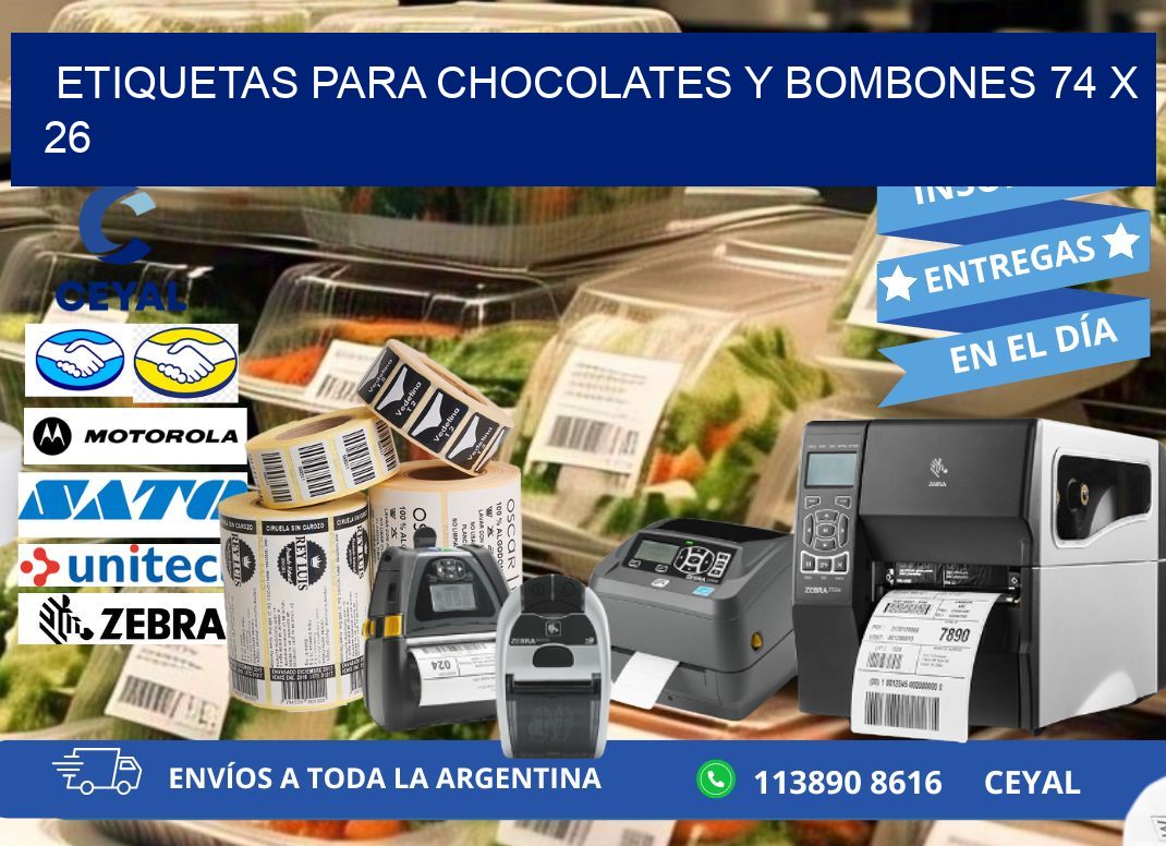 ETIQUETAS PARA CHOCOLATES Y BOMBONES 74 x 26