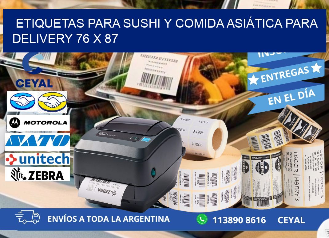 ETIQUETAS PARA SUSHI Y COMIDA ASIÁTICA PARA DELIVERY 76 x 87