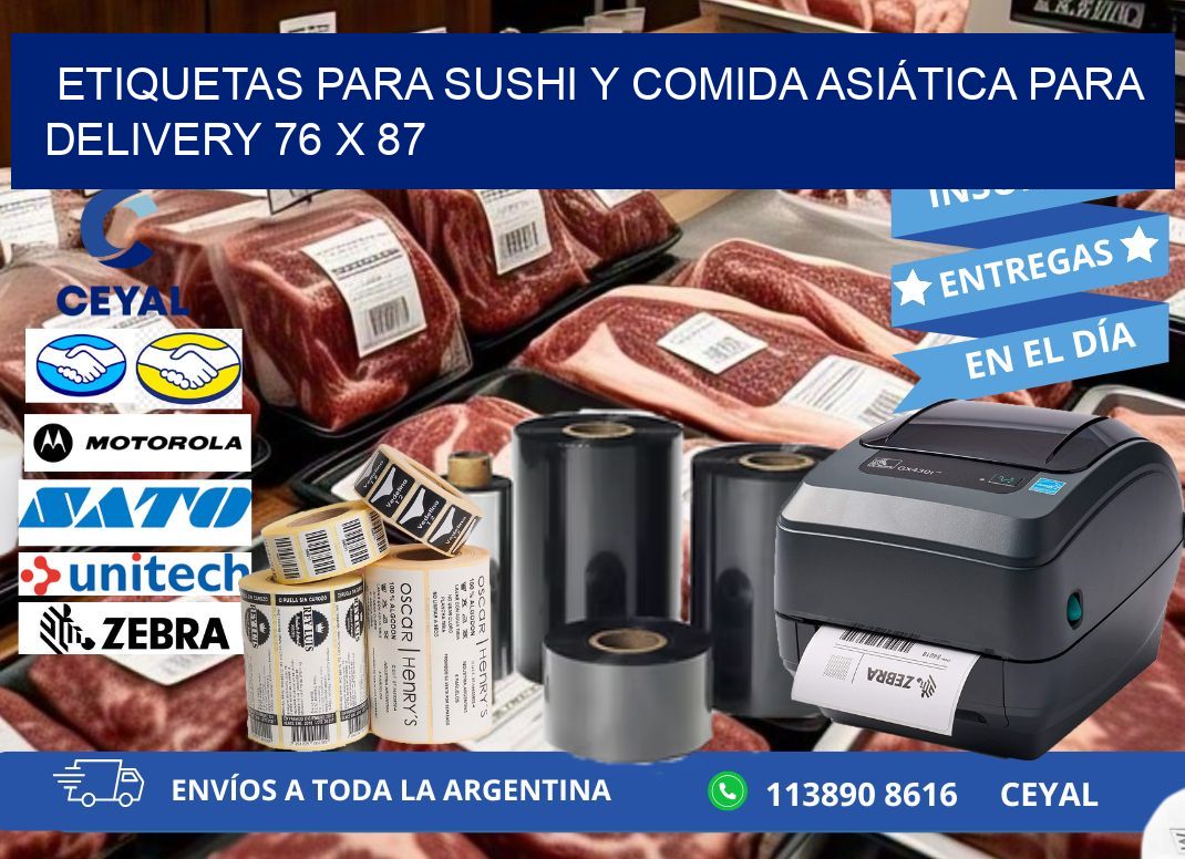 ETIQUETAS PARA SUSHI Y COMIDA ASIÁTICA PARA DELIVERY 76 x 87