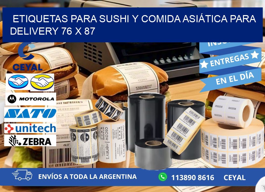 ETIQUETAS PARA SUSHI Y COMIDA ASIÁTICA PARA DELIVERY 76 x 87